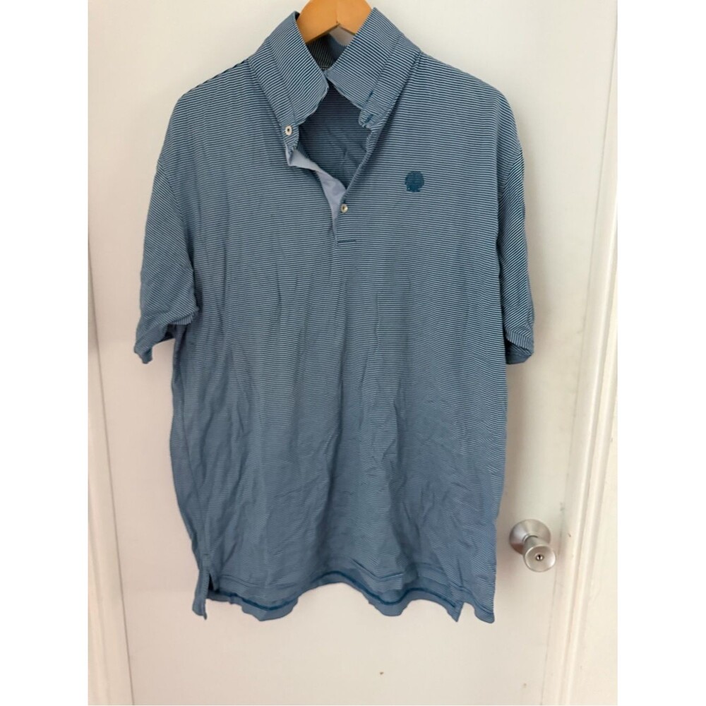 Peter millar Blue Striped Golf Polo Collared Men’s Size XL 100% Cotton